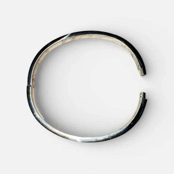 Love with CZ Silver Tone Stainless Steel Bangle Bracelet - Picture 3 of 3